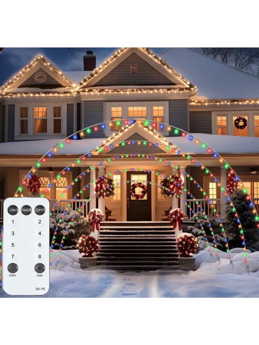 Christmas Archway Lights Outdoor 3 Pack,300Leds Mulit-Color Christmas Light Arch